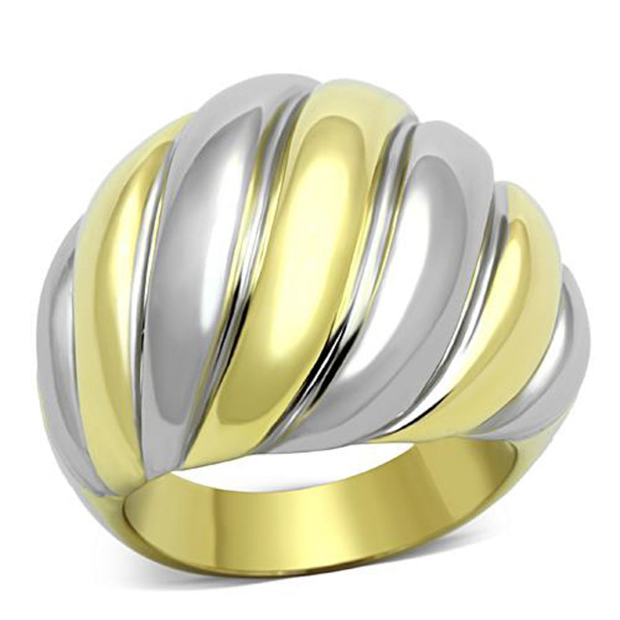 Womens Stainless Steel 316 Two Toned Ion Plated Dome Fashion Ring Image 1