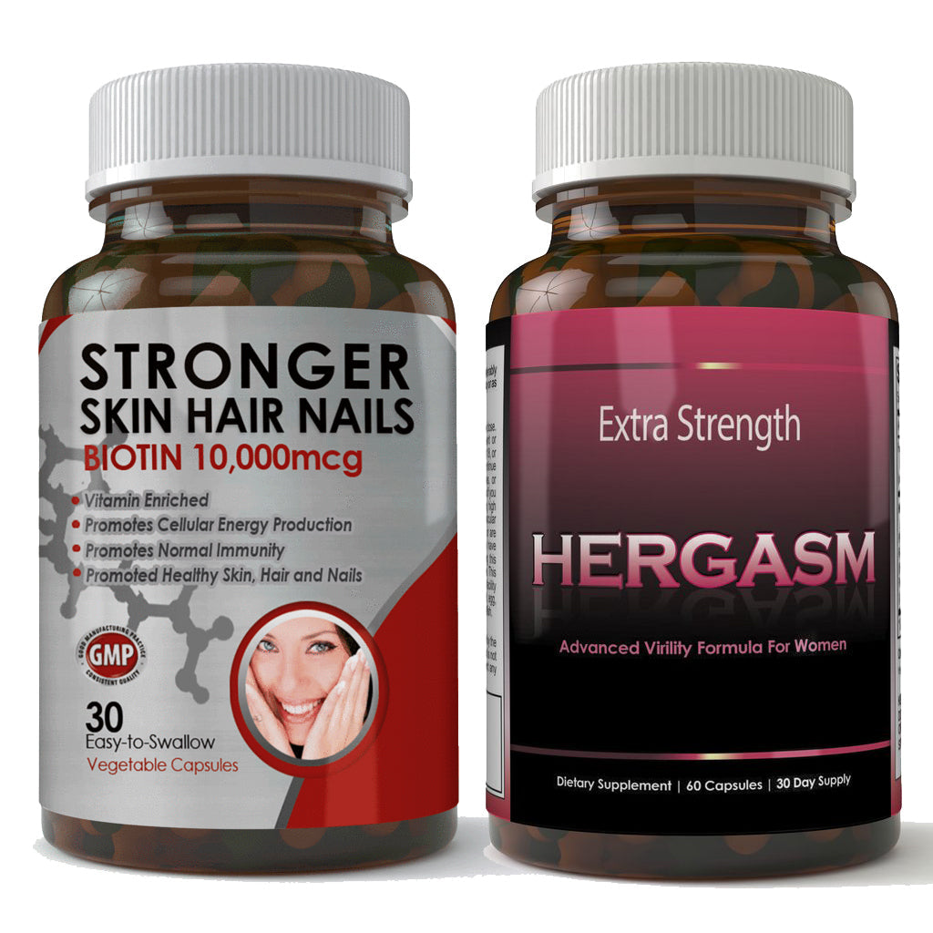 Biotin 10000mcg and Hergasm Combo Pack for Enhanced Wellness and Libido Image 1