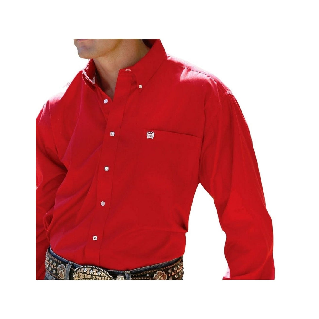 Cinch Western Shirt Mens Long Sleeve Solid Pinpoint Red MTW1103313 Image 1