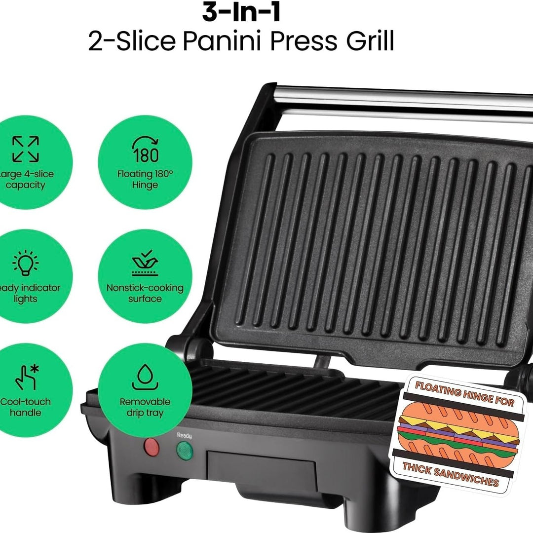 Chefman Electric Panini Press Grill and Gourmet Sandwich Maker w/ Non-Stick Coated Plates Image 8