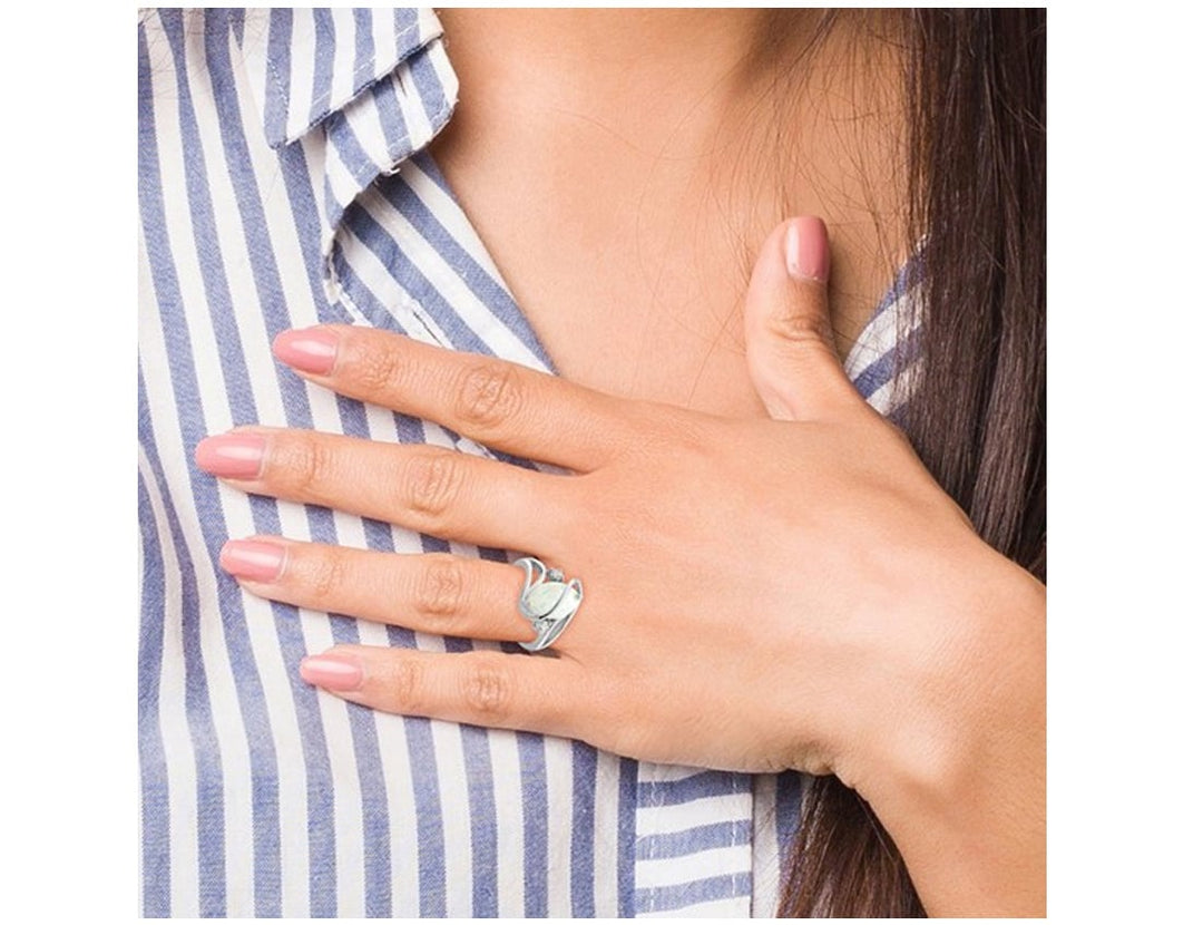 Lab-Created Opal Ring in Sterling Silver with Synthetic Cubic Zirconia (CZ)s Image 2