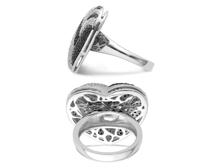 Sterling Silver Black and White Synthetic Cubic Zirconia (CZ) Heart Ring Image 3