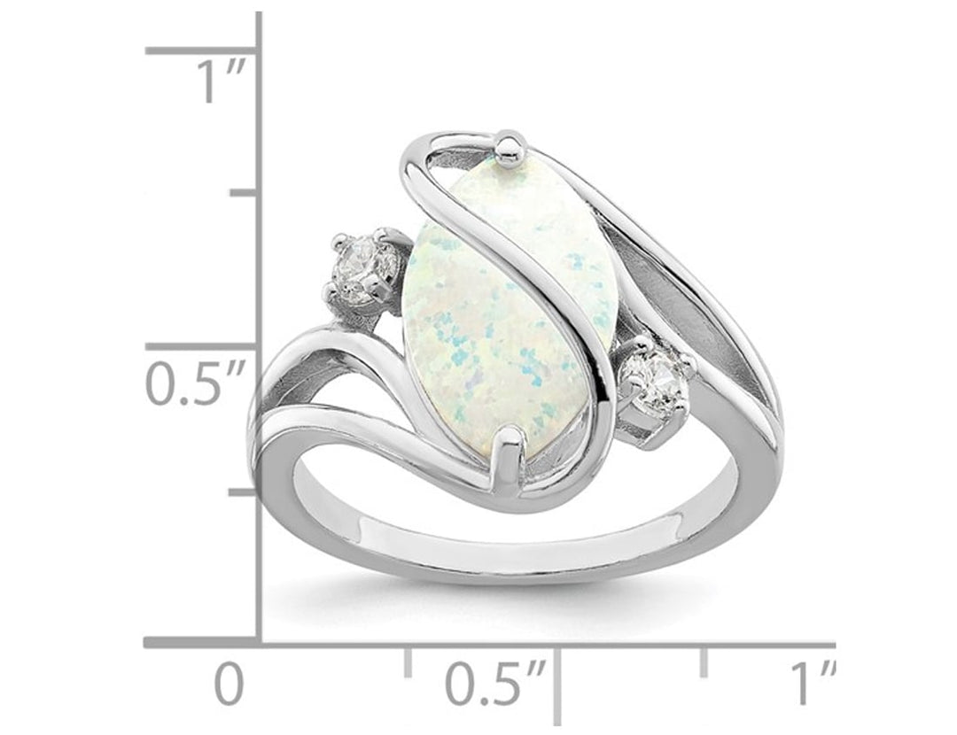 Lab-Created Opal Ring in Sterling Silver with Synthetic Cubic Zirconia (CZ)s Image 4