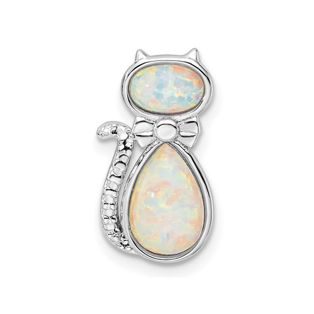 UPC: 709904068429 - Lab Created Opal Cat Pendant Necklace in Sterling Silver with Chain Image 3