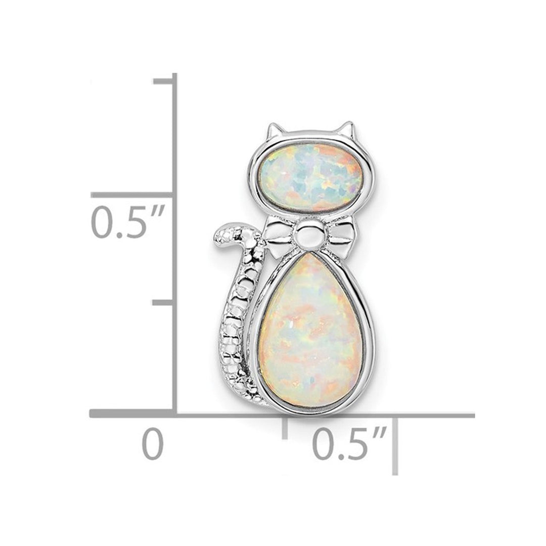 UPC: 709904068429 - Lab Created Opal Cat Pendant Necklace in Sterling Silver with Chain Image 4