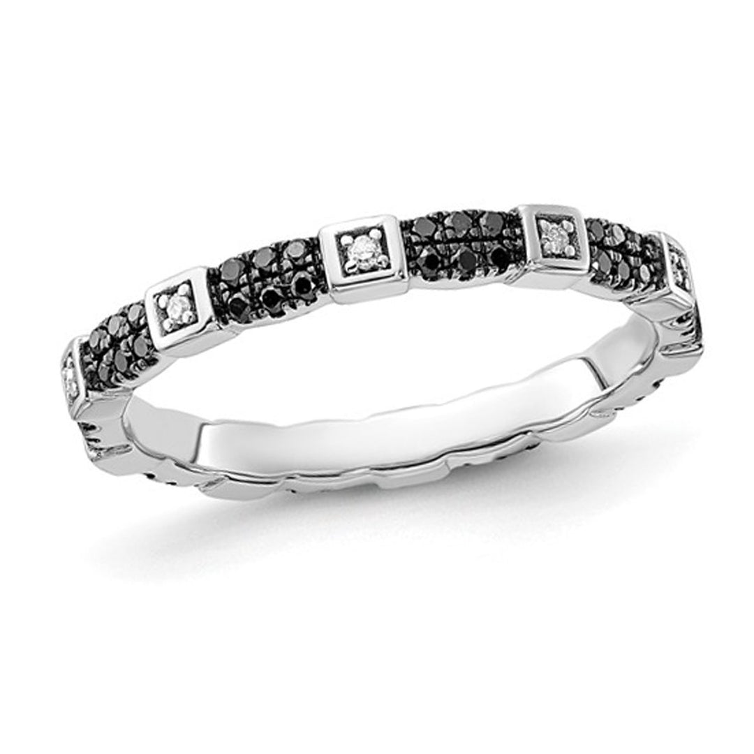 1/4 Carat (ctw) Black and White Diamond Band Ring in Sterling Silver Image 1