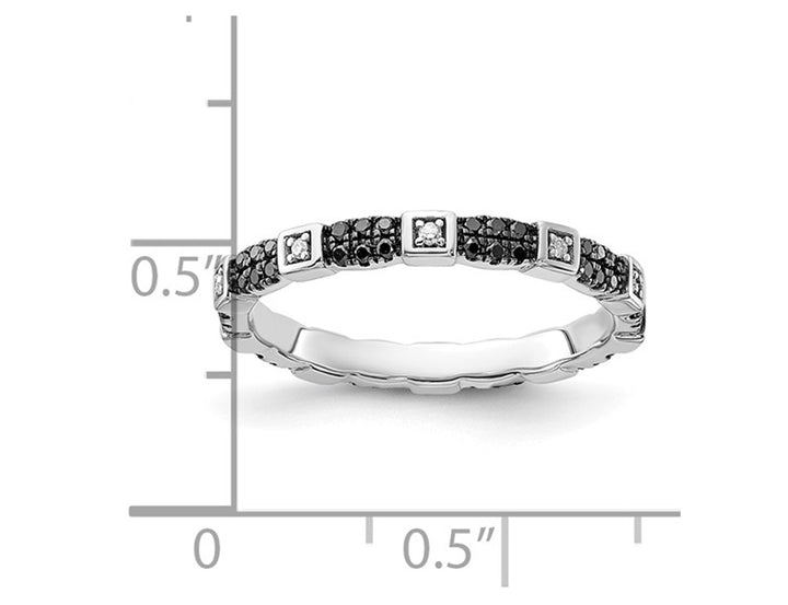 1/4 Carat (ctw) Black and White Diamond Band Ring in Sterling Silver Image 3