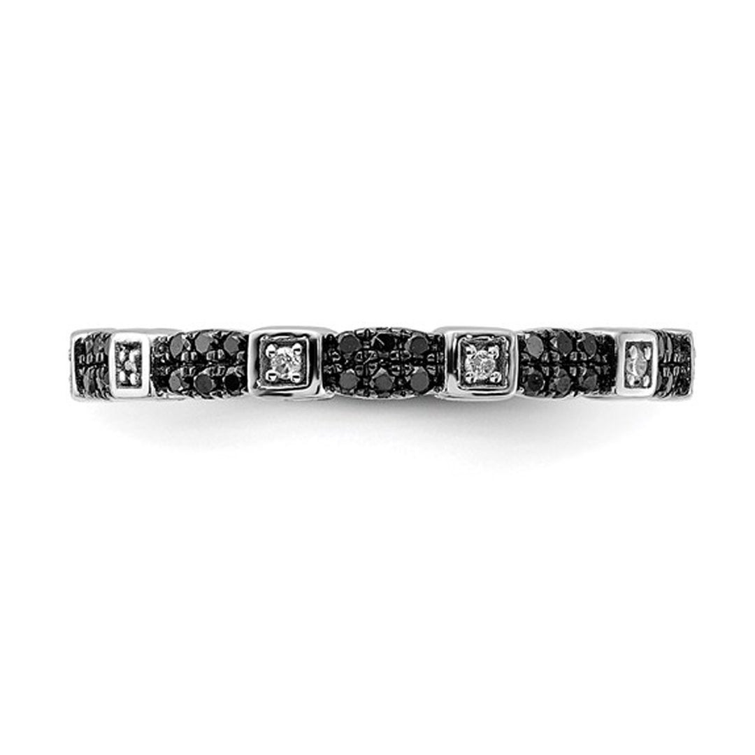 1/4 Carat (ctw) Black and White Diamond Band Ring in Sterling Silver Image 4