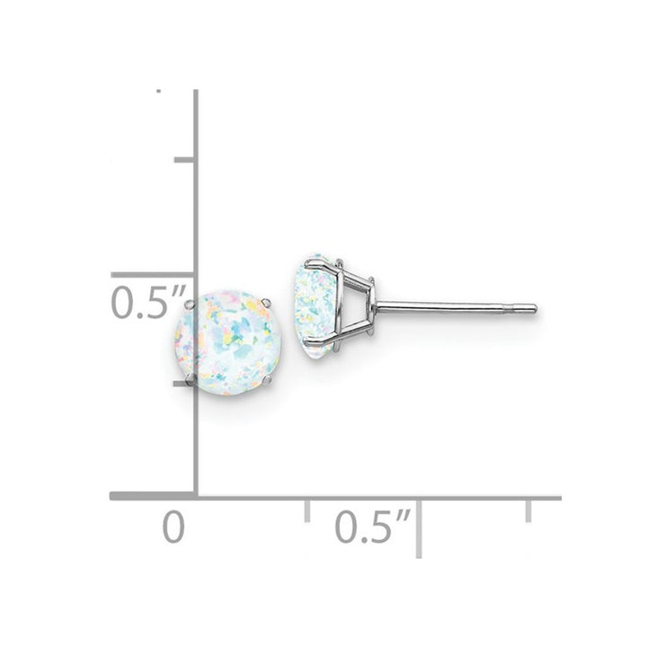 14K White Gold Solitaire Earring with Lab Created Opals (6mm) Image 4