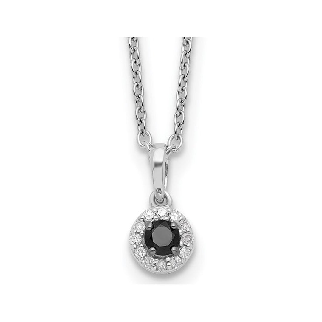 1/5 Carat (ctw) Black and White Diamond Circle Pendant Necklace in Sterling Silver with Chain Image 1