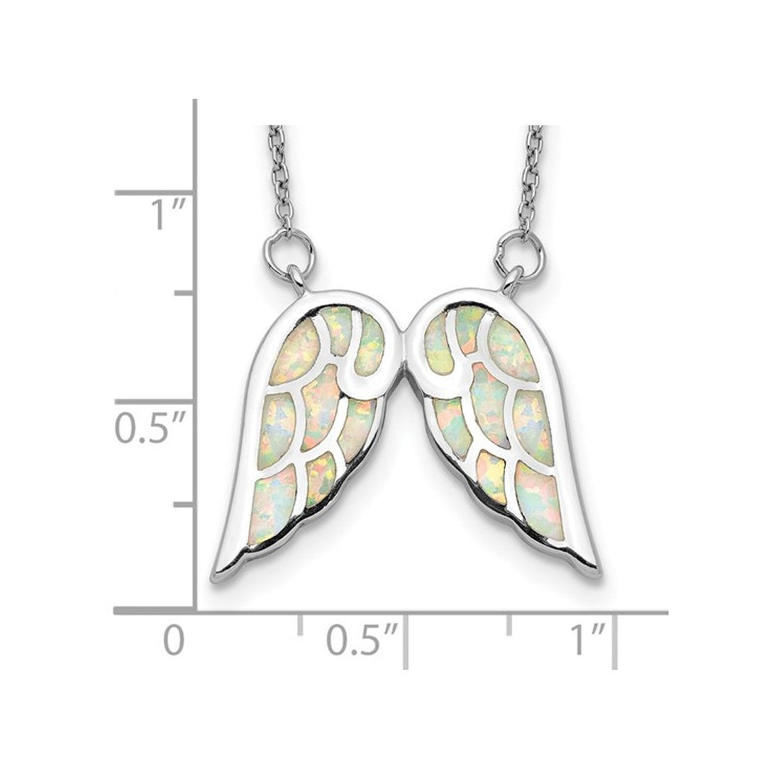 Lab-Created Opal Wings Pendant Necklace in Sterling Silver with Chain (16.5 inches) Image 3