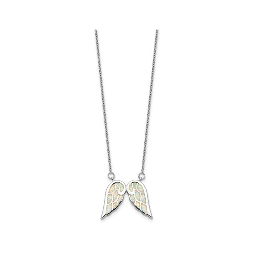 Lab-Created Opal Wings Pendant Necklace in Sterling Silver with Chain (16.5 inches) Image 4