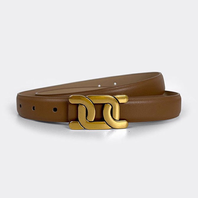 Women Retro Double Letter C Buckle Leather Belt Image 1