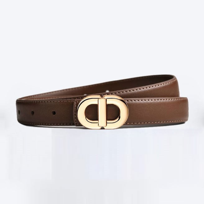 Women Fashion Simple Double Letter D Buckle Leather Belt Image 1