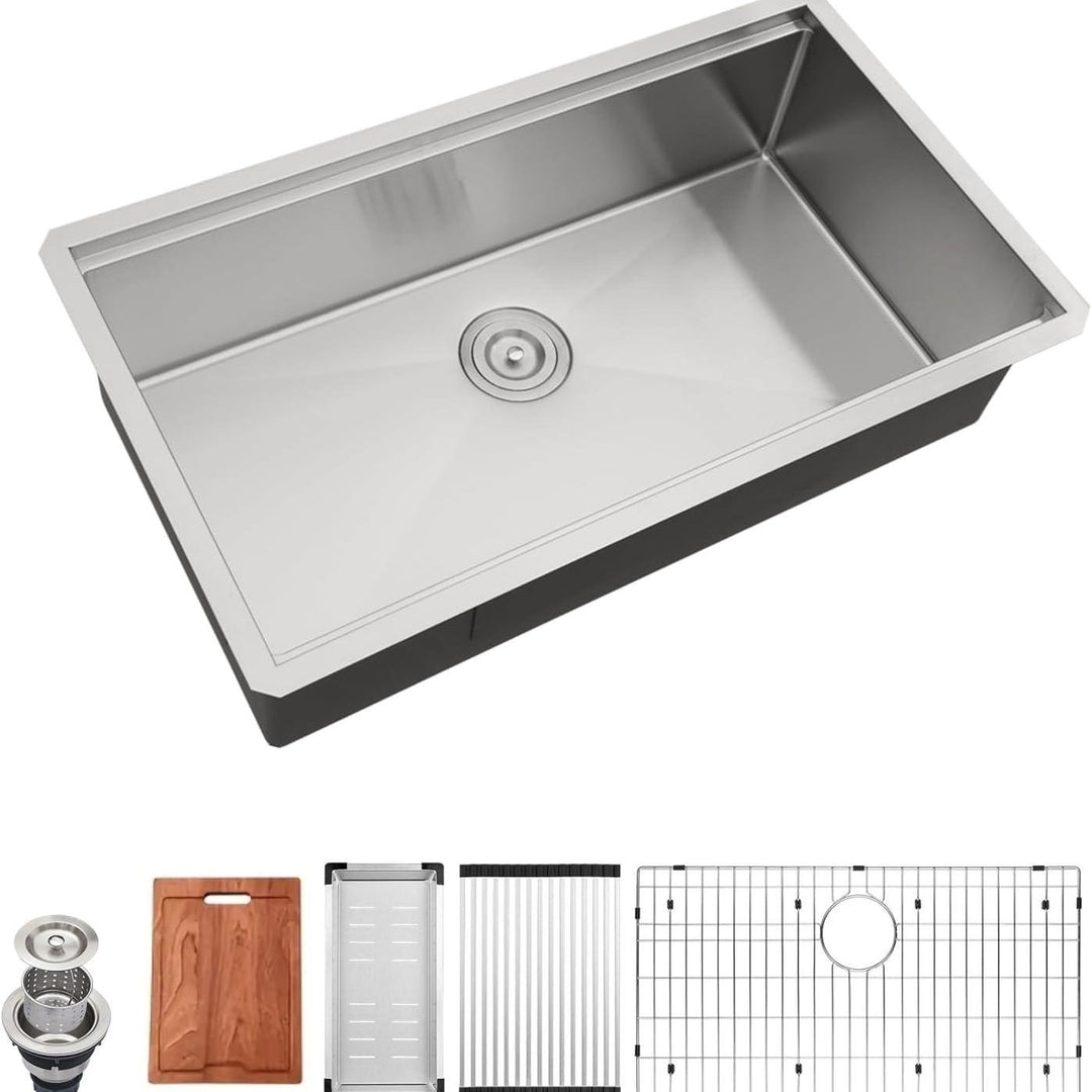 Bronstarz 32x19 Inch Undermount Kitchen Sink 304 Stainless Steel Workstation Image 1