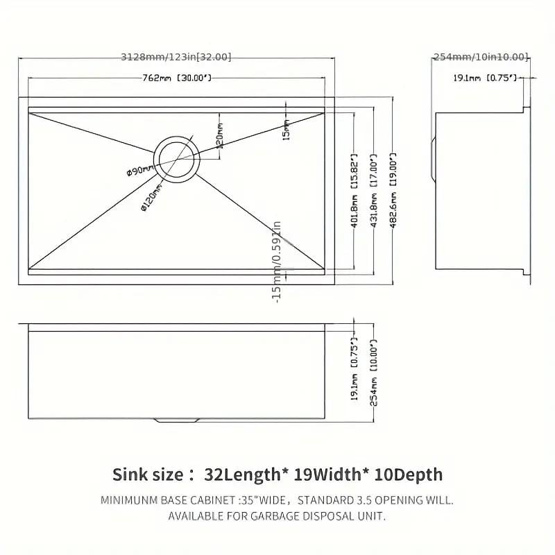 Bronstarz 32x19 Inch Undermount Kitchen Sink 304 Stainless Steel Workstation Image 6