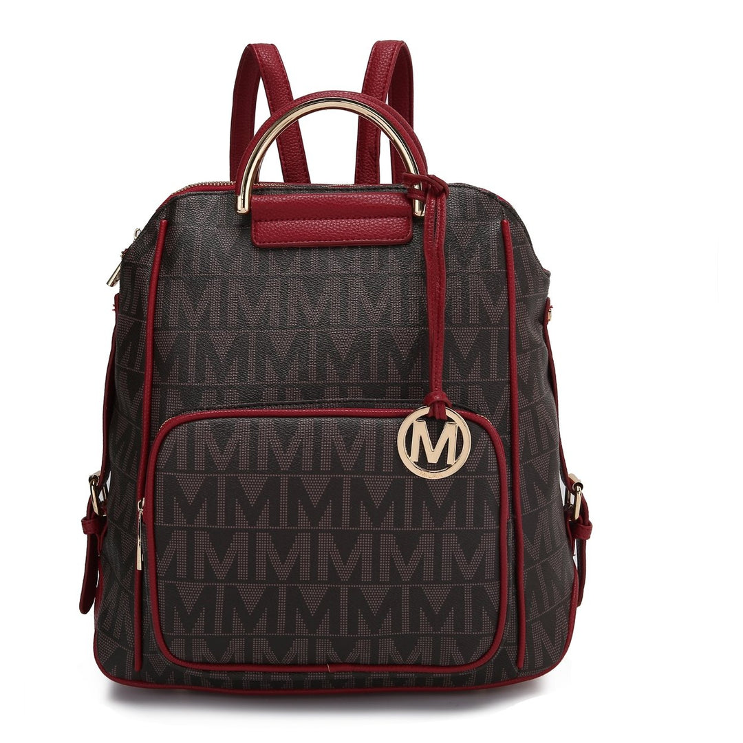 MKFCollection Cora Signature Backpack - Vegan Leather Designer Handbag Image 2