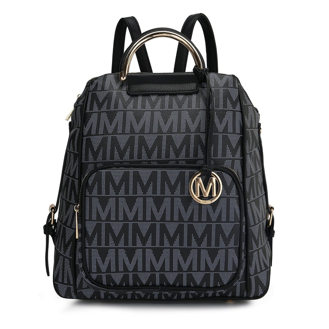 MKFCollection Cora Signature Backpack - Vegan Leather Designer Handbag Image 3