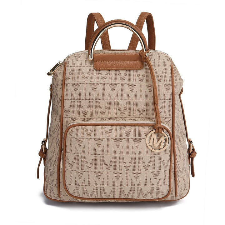 MKFCollection Cora Signature Backpack - Vegan Leather Designer Handbag Image 4