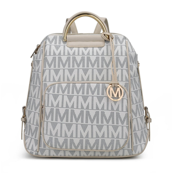 MKFCollection Cora Signature Backpack - Vegan Leather Designer Handbag Image 9