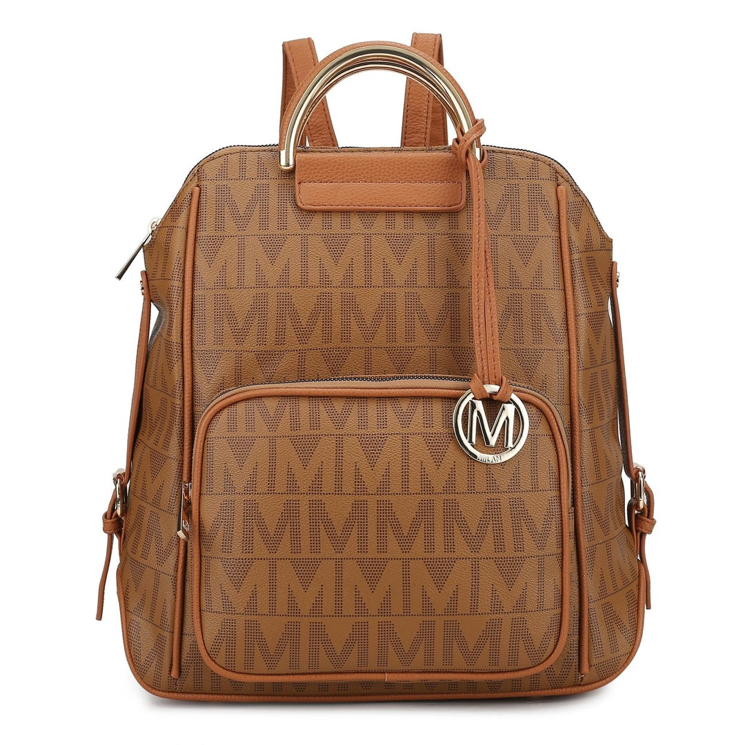 MKFCollection Cora Signature Backpack - Vegan Leather Designer Handbag Image 10