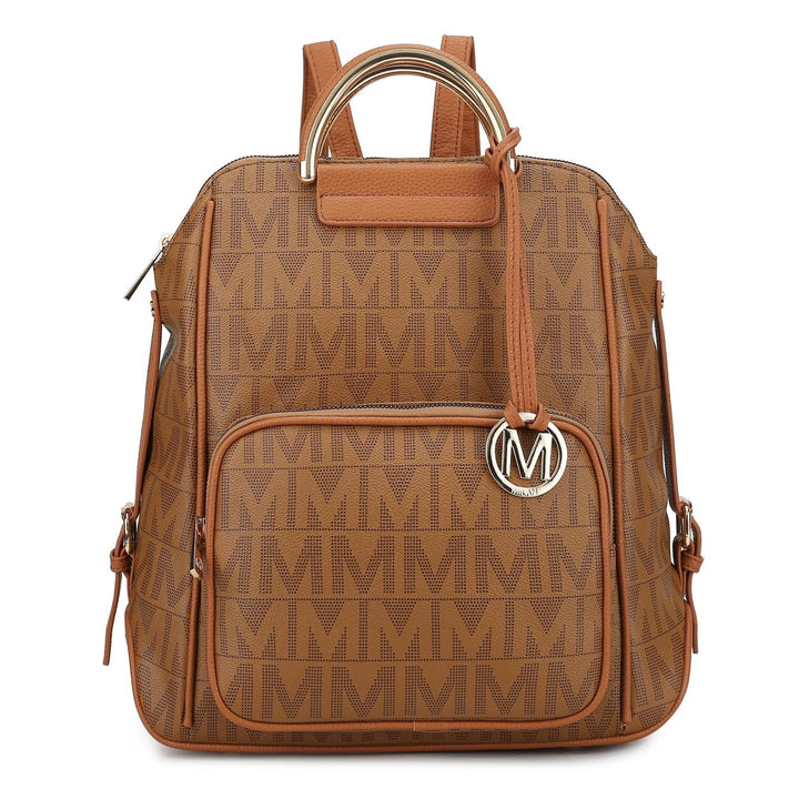 MKFCollection Cora Signature Backpack - Vegan Leather Designer Handbag Image 1