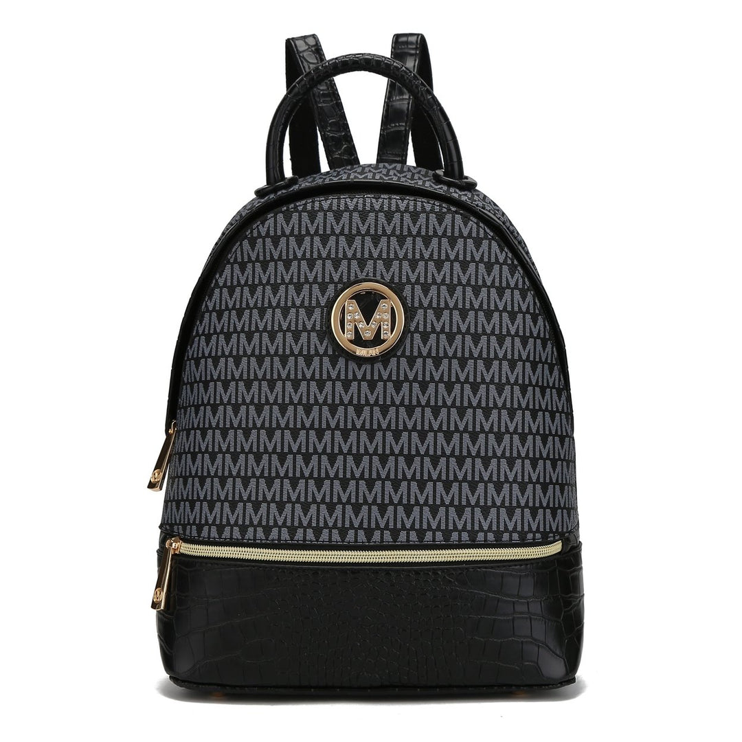 MKFCollection Denice Signature Backpack - Vegan Leather Designer Handbag Image 3