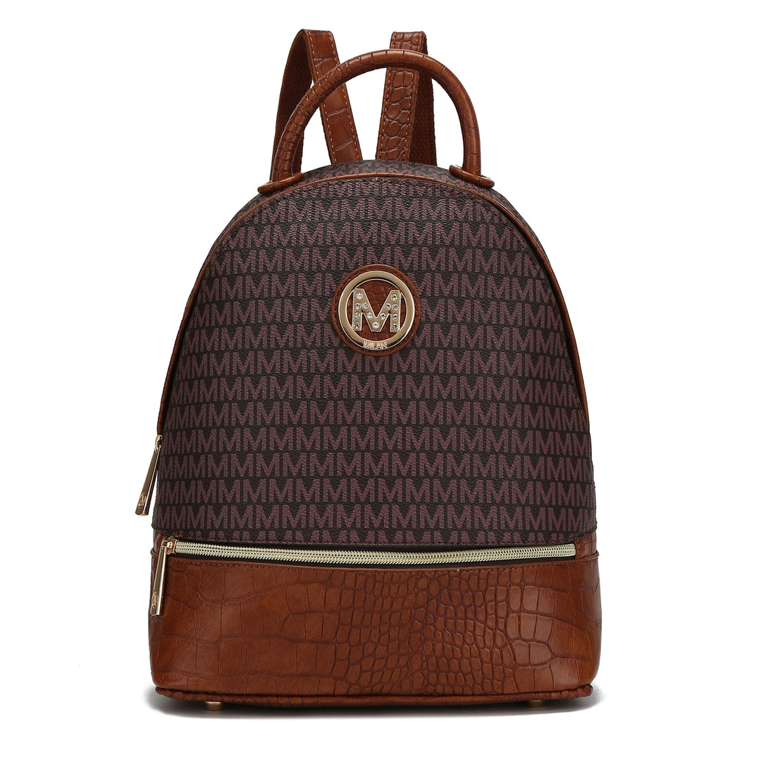 MKFCollection Denice Signature Backpack - Vegan Leather Designer Handbag Image 4