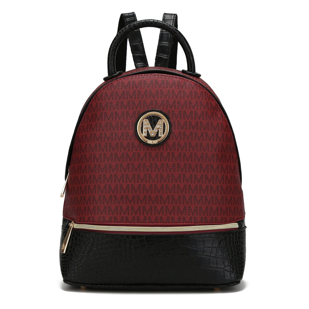 MKFCollection Denice Signature Backpack - Vegan Leather Designer Handbag Image 4