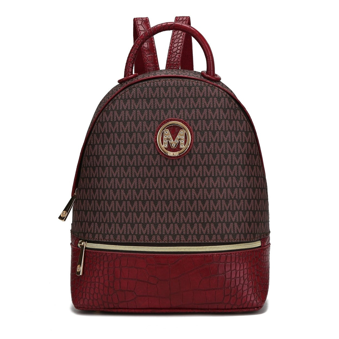 MKFCollection Denice Signature Backpack - Vegan Leather Designer Handbag Image 7