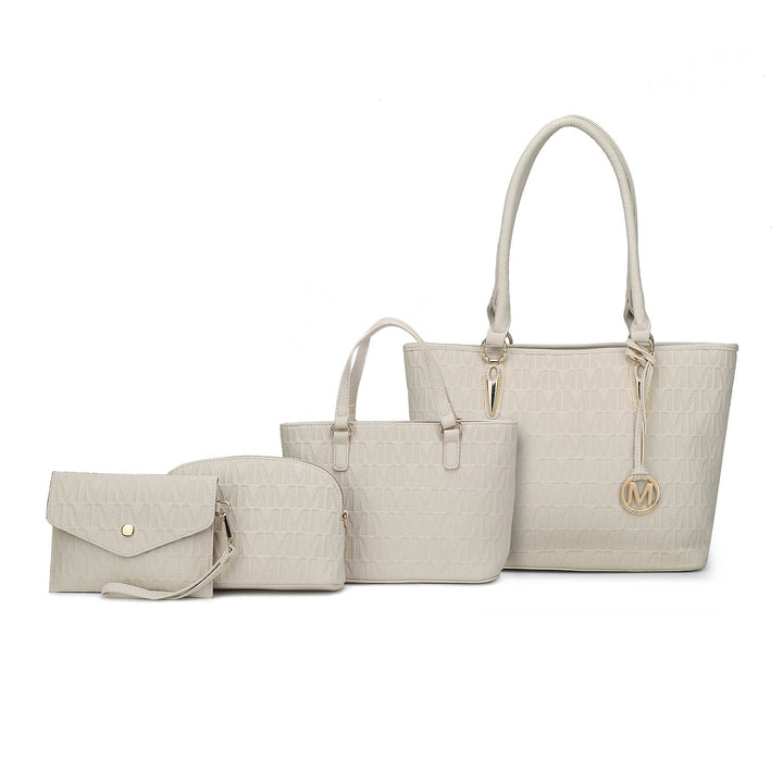 MKFCollection Edelyn Signature Tote Bag and Set - Vegan Leather Designer Handbag Image 2