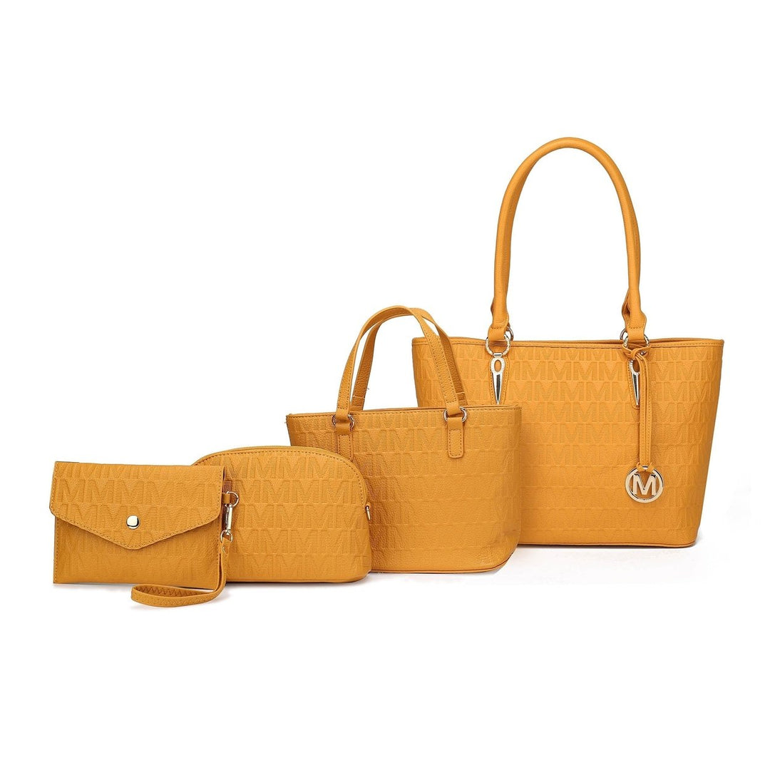 MKFCollection Edelyn Signature Tote Bag and Set - Vegan Leather Designer Handbag Image 4