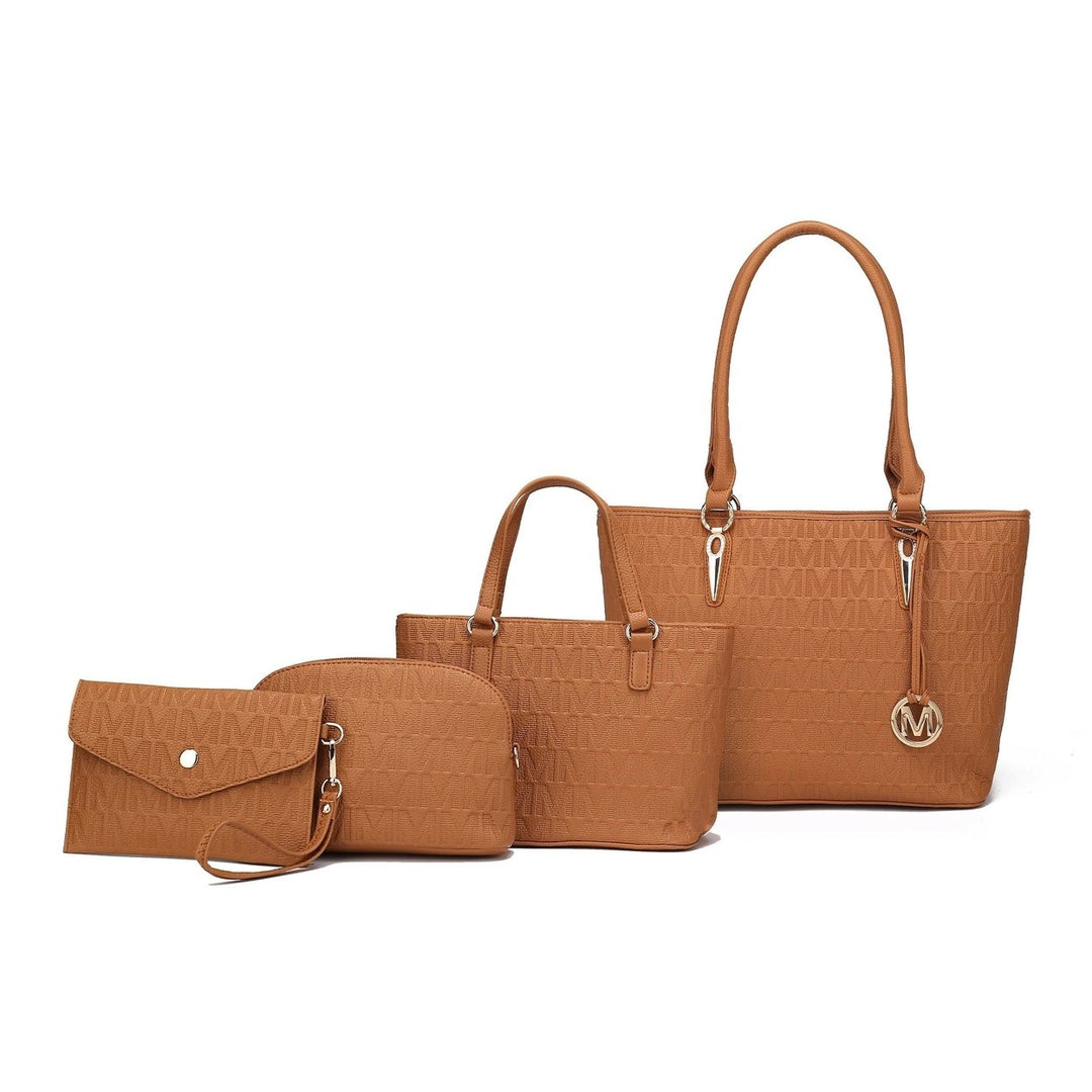 MKFCollection Edelyn Signature Tote Bag and Set - Vegan Leather Designer Handbag Image 9