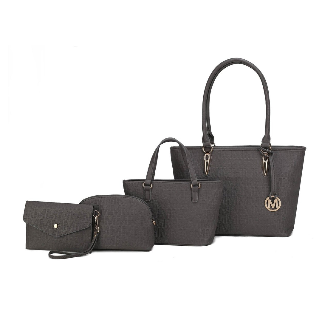 MKFCollection Edelyn Signature Tote Bag and Set - Vegan Leather Designer Handbag Image 11