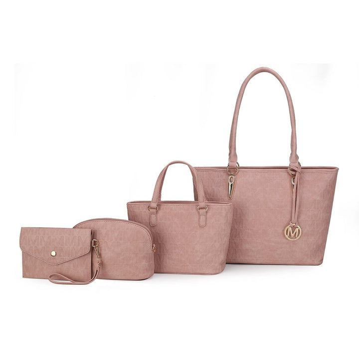 MKFCollection Edelyn Signature Tote Bag and Set - Vegan Leather Designer Handbag Image 12