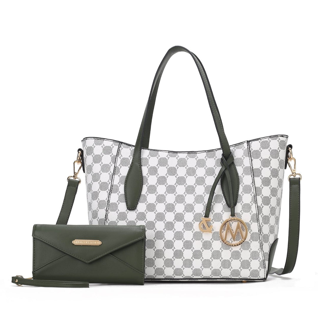 MKFCollection Gianna Tote Bag and Wallet Set - Vegan Leather Designer Handbag Image 9