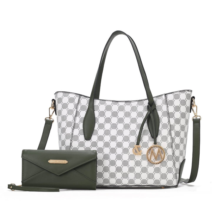 MKFCollection Gianna Tote Bag and Wallet Set - Vegan Leather Designer Handbag Image 9