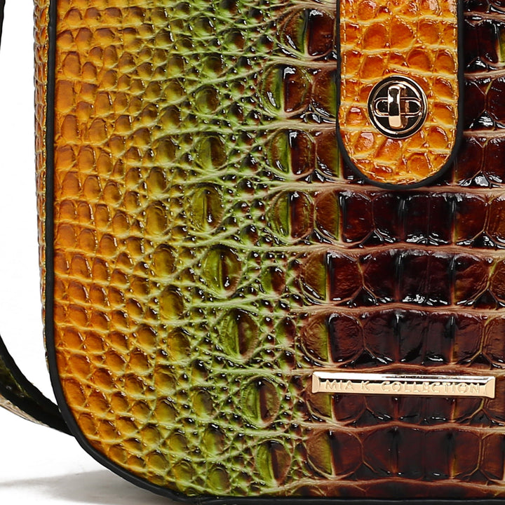 MKFCollection Giovana Gradient Croc Crossbody Bag - Vegan Leather Designer Image 4