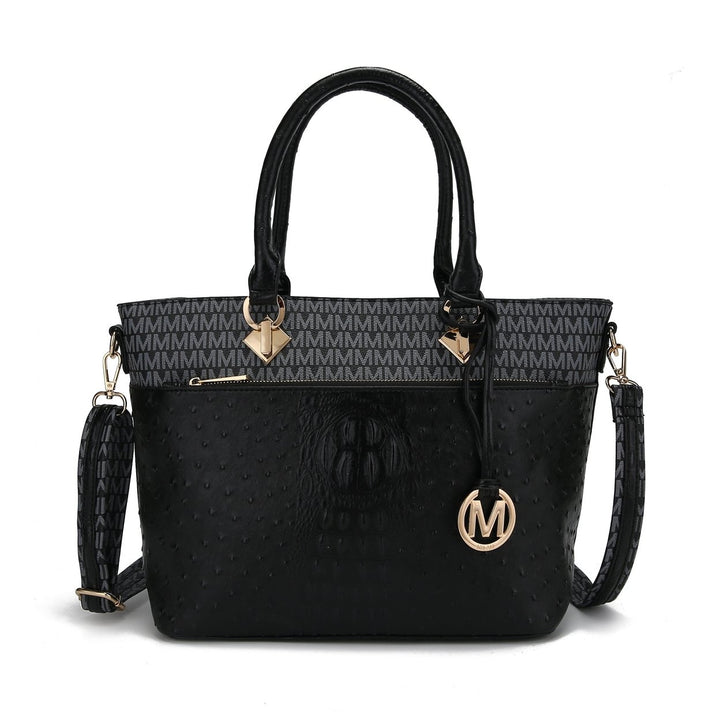 MKFCollection Grace Signature Tote Bag - Vegan Leather Designer Handbag Image 3