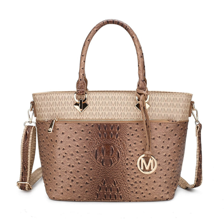 MKFCollection Grace Signature Tote Bag - Vegan Leather Designer Handbag Image 4