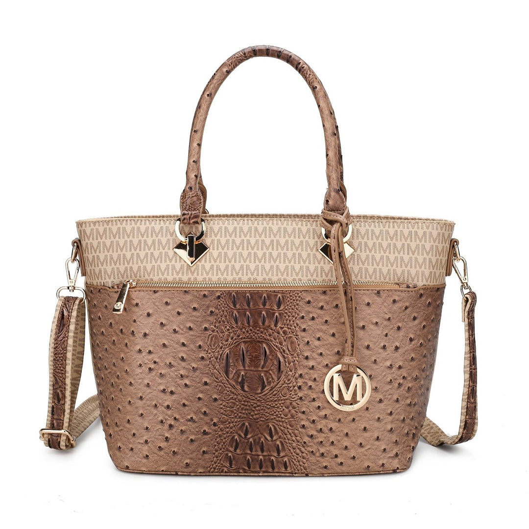 MKFCollection Grace Signature Tote Bag - Vegan Leather Designer Handbag Image 1