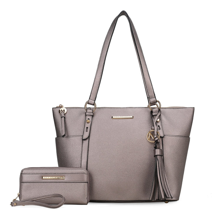 MKFCollection Gloria Tote Bag - Vegan Leather Designer Handbag Image 9