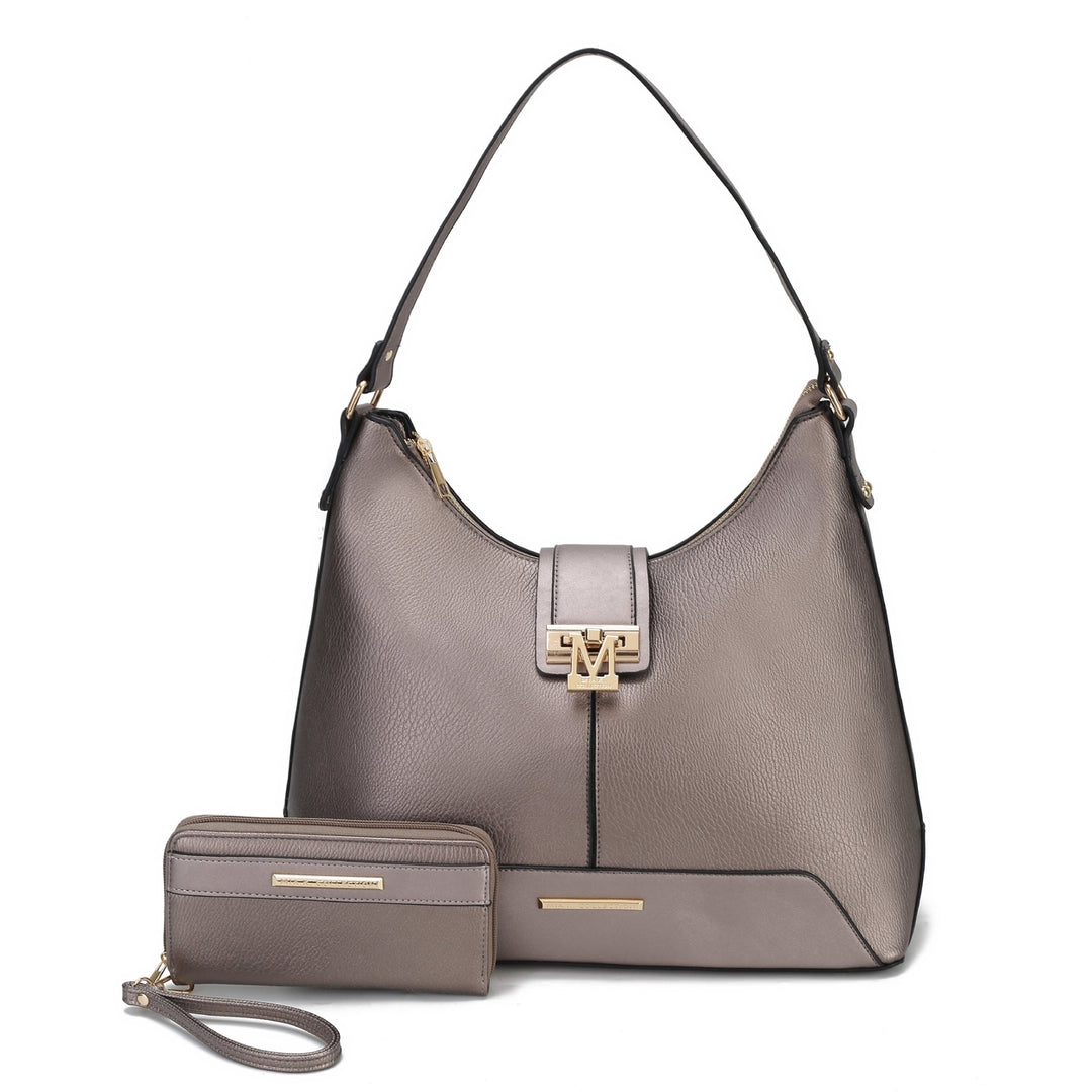 MKFCollection Graciela Solid Hobo Bag and Wallet Set - Vegan Leather Designer Image 11