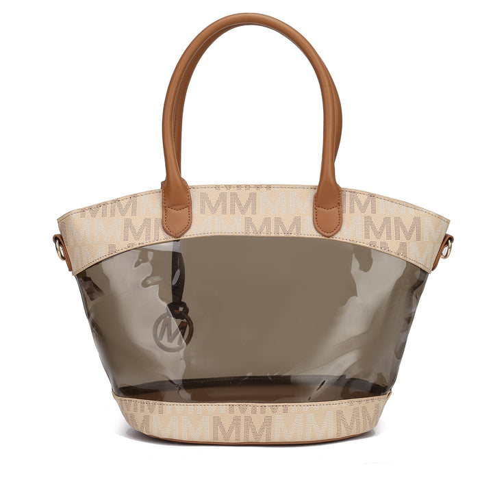 MKFCollection Hattie Signature Tote Bag and Set - Vegan Leather Designer Handbag Image 3