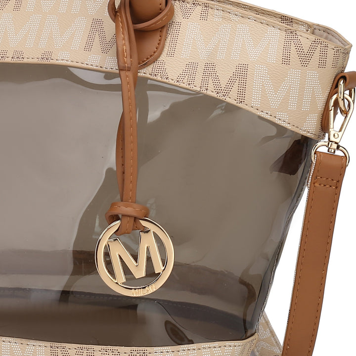 MKFCollection Hattie Signature Tote Bag and Set - Vegan Leather Designer Handbag Image 4