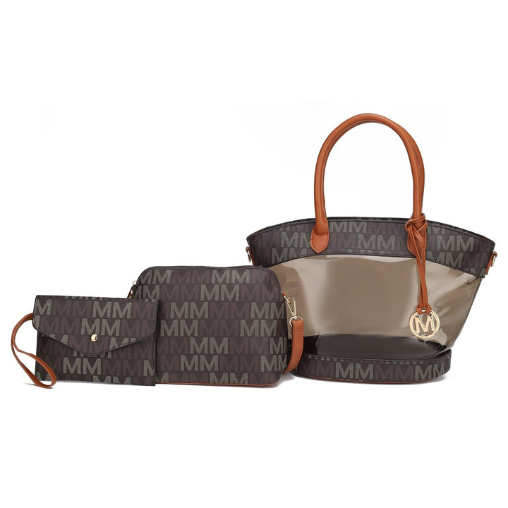 MKFCollection Hattie Signature Tote Bag and Set - Vegan Leather Designer Handbag Image 6