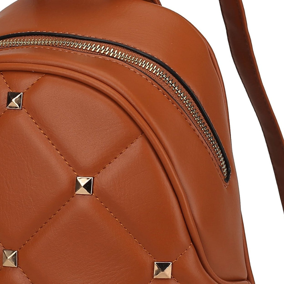 MKFCollection Hayden Quilted Backpack - Vegan Leather Designer Handbag Image 4