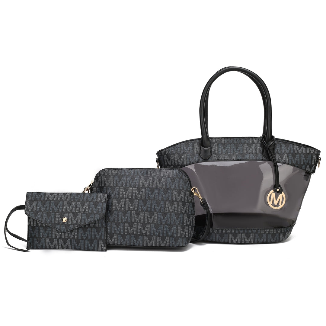 MKFCollection Hattie Signature Tote Bag and Set - Vegan Leather Designer Handbag Image 10