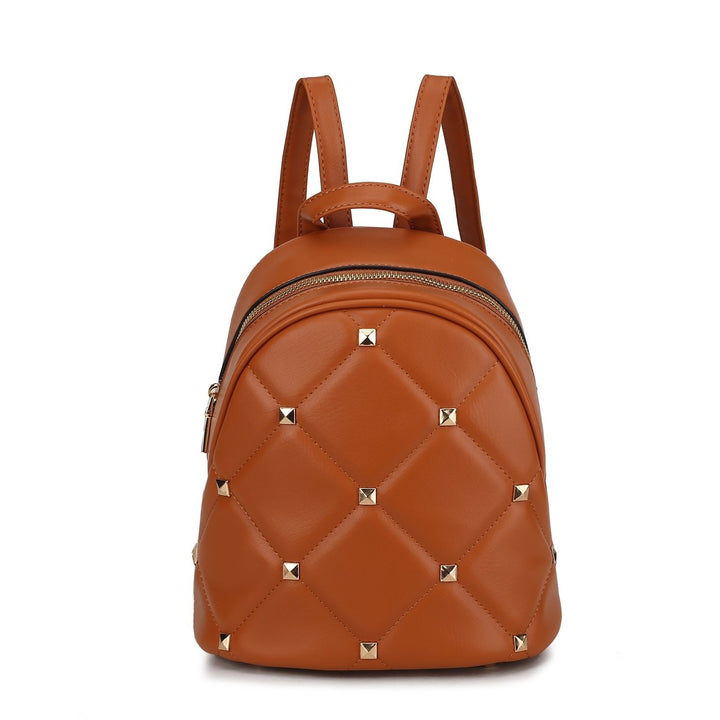 MKFCollection Hayden Quilted Backpack - Vegan Leather Designer Handbag Image 7