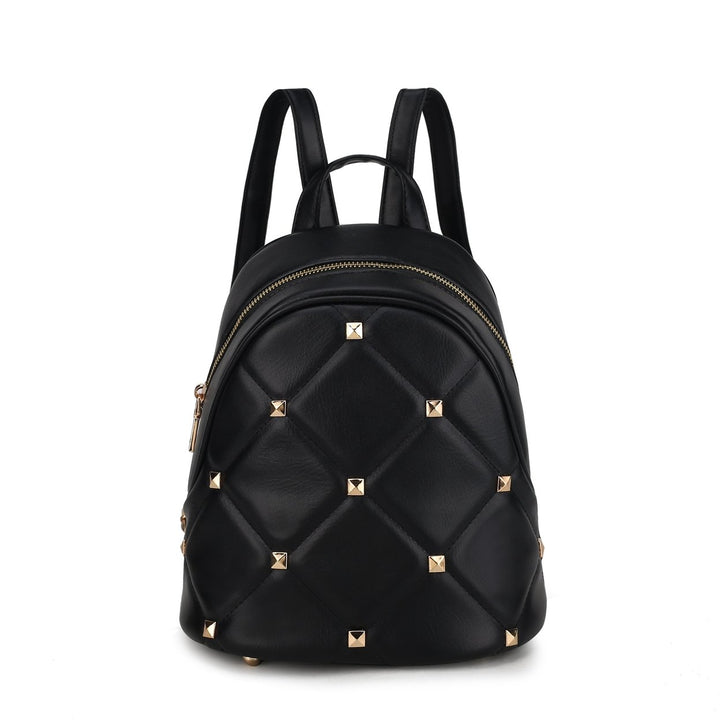 MKFCollection Hayden Quilted Backpack - Vegan Leather Designer Handbag Image 8